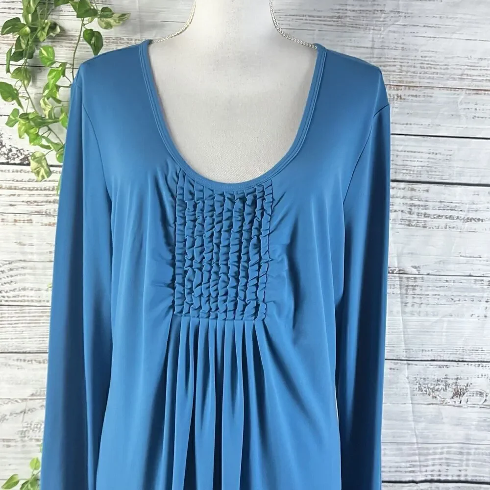 Chadwicks Dress size Extra Large Teal Slinky Stretch Peasant Stretch Modest Boho